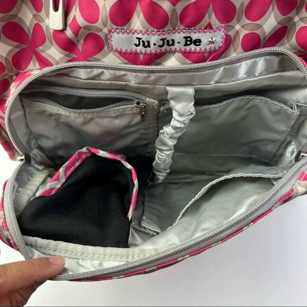 Ju Ju Be Gray Pink Crossbody Backpack Diaper Bag Tote